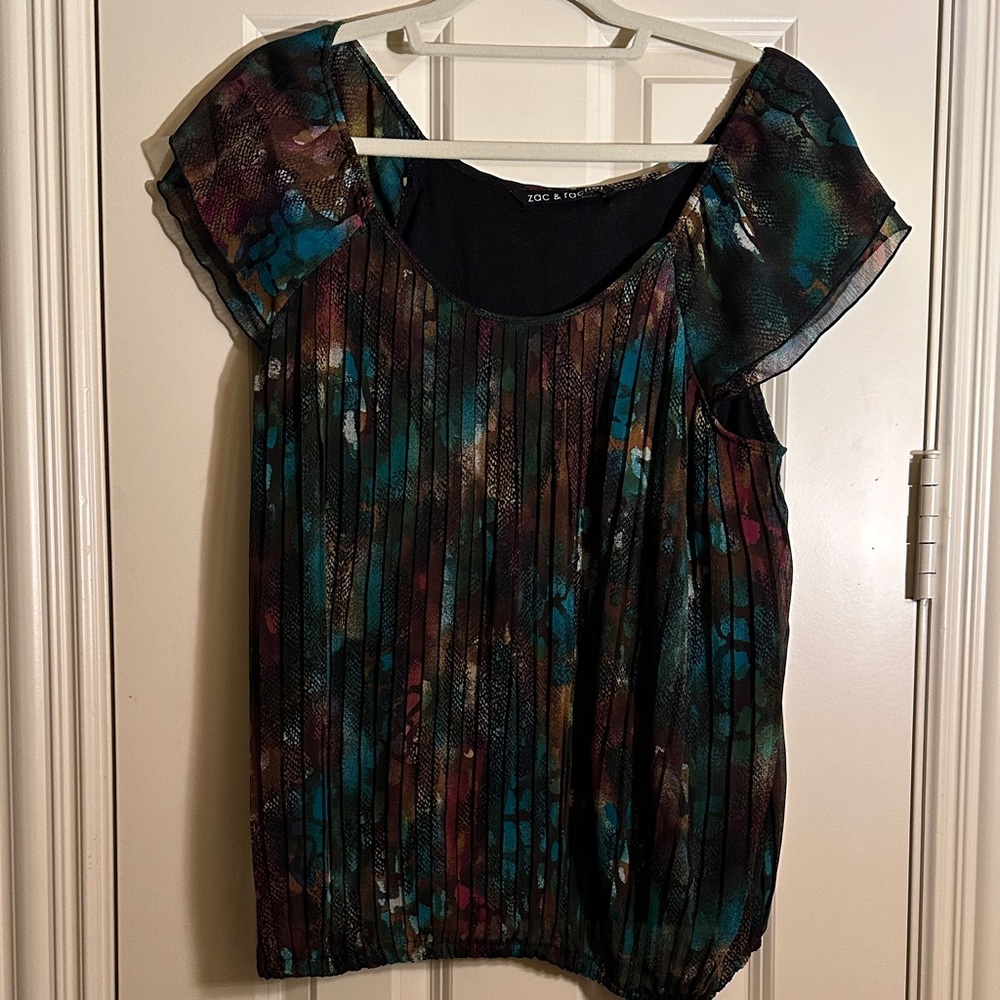 Zac & Rachel Multicolor Pleated Blouse